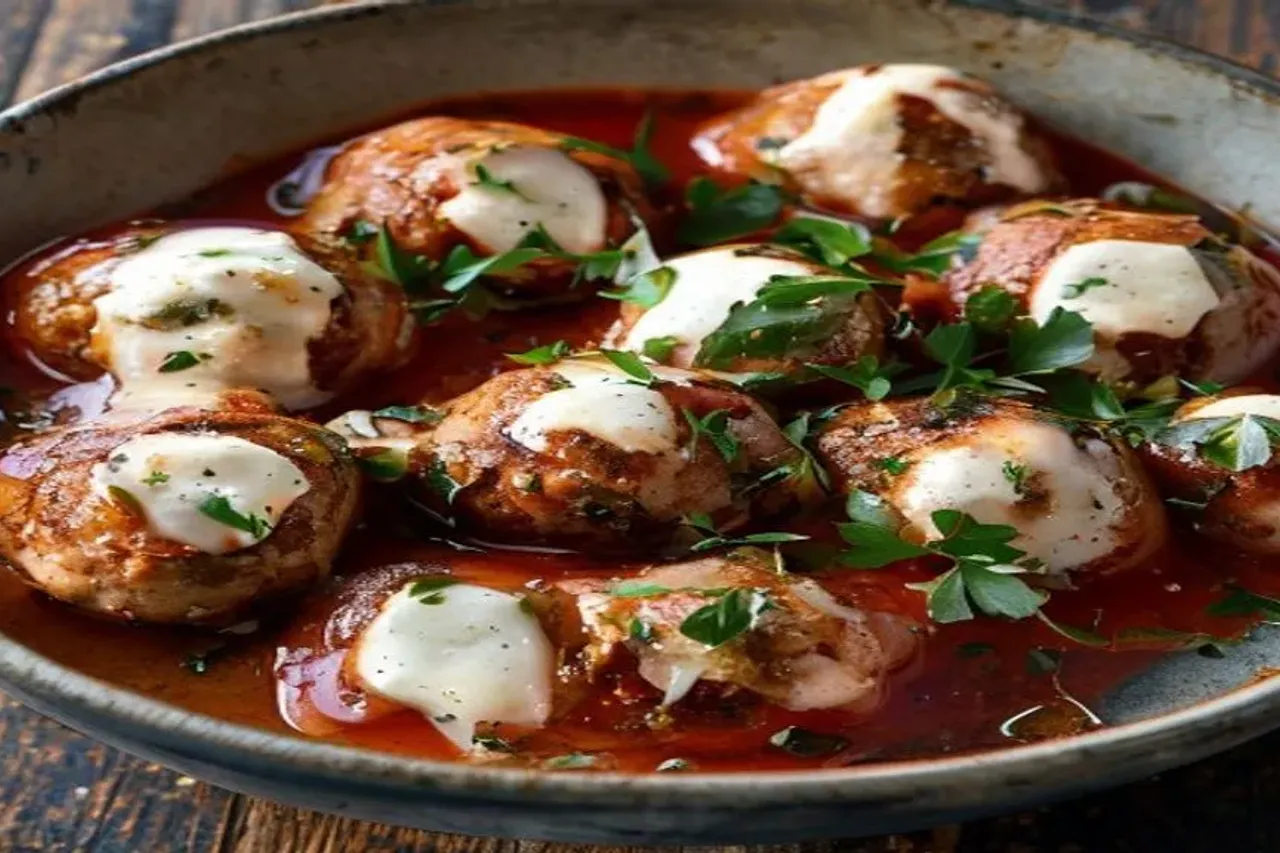 Best Homemade Mozzarella-Stuffed Pesto Turkey Meatballs Recipe
